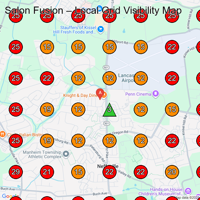 Salon Fusion GeoGrid visibility map for Excavating Contractor in Manheim